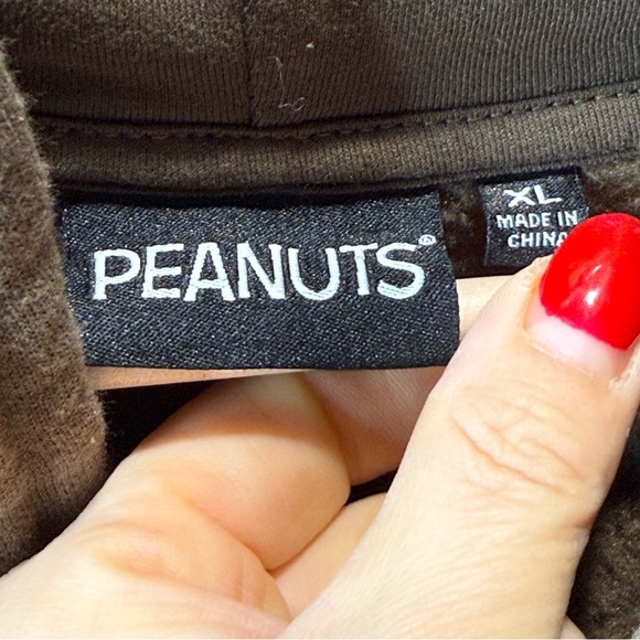 Peanuts Snoopy on Banjo Brown Hoodie Size XL Fleece Lined Athleisure Loungewear - Picture 6 of 9